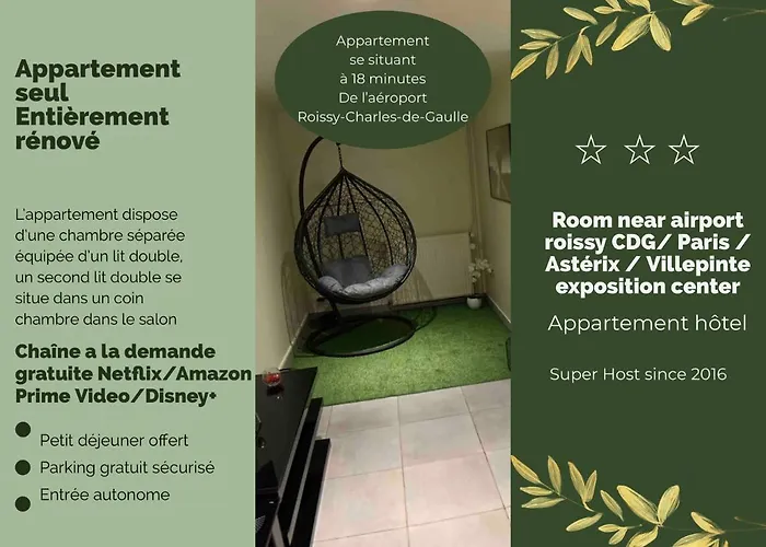 Appartement Cosy Proche Roissy Cdg Asterix Disneyland Paris